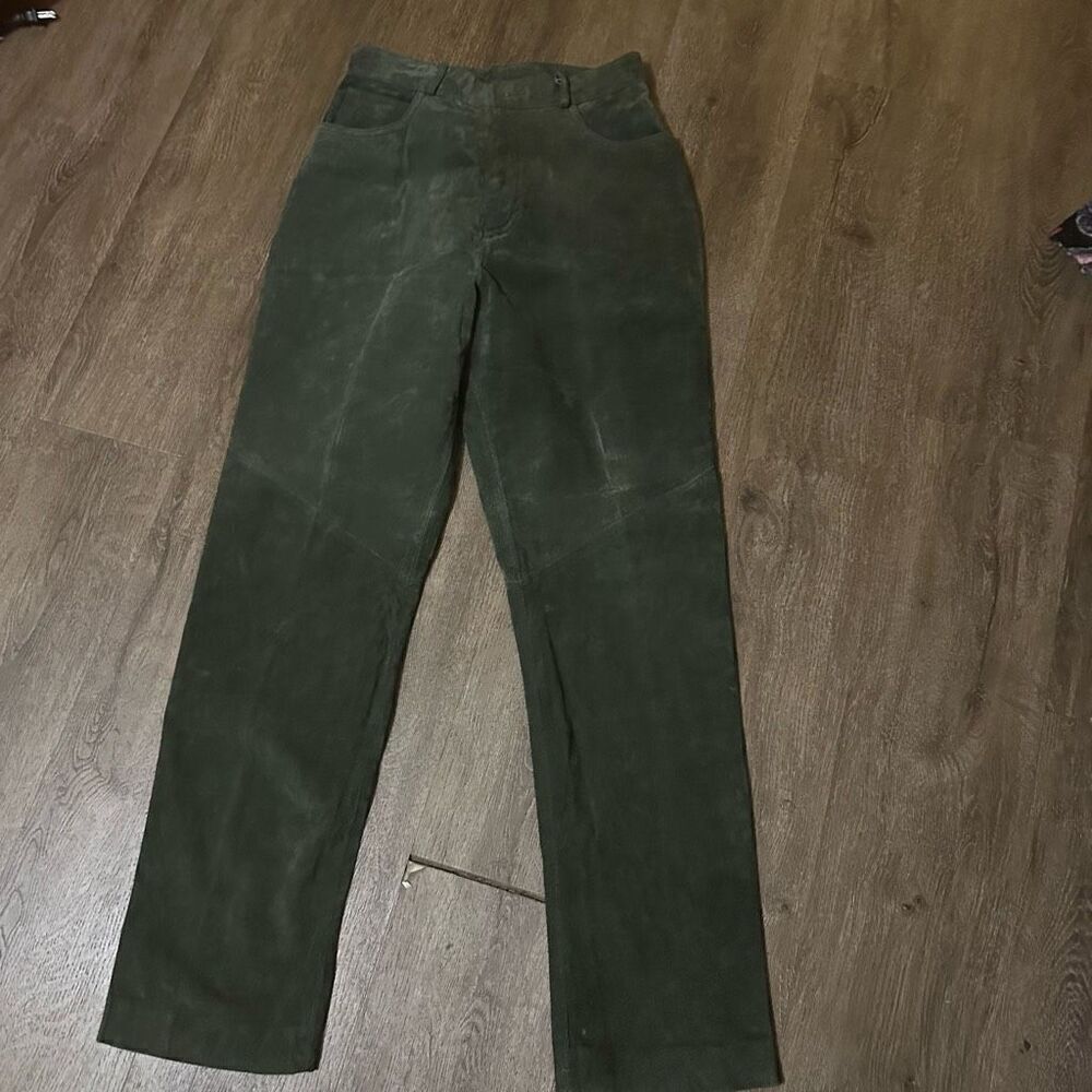 Vintage Cayenne Womens Green Suede Leather High Rise Pants Western Boho Size 10 - Picture 2 of 11